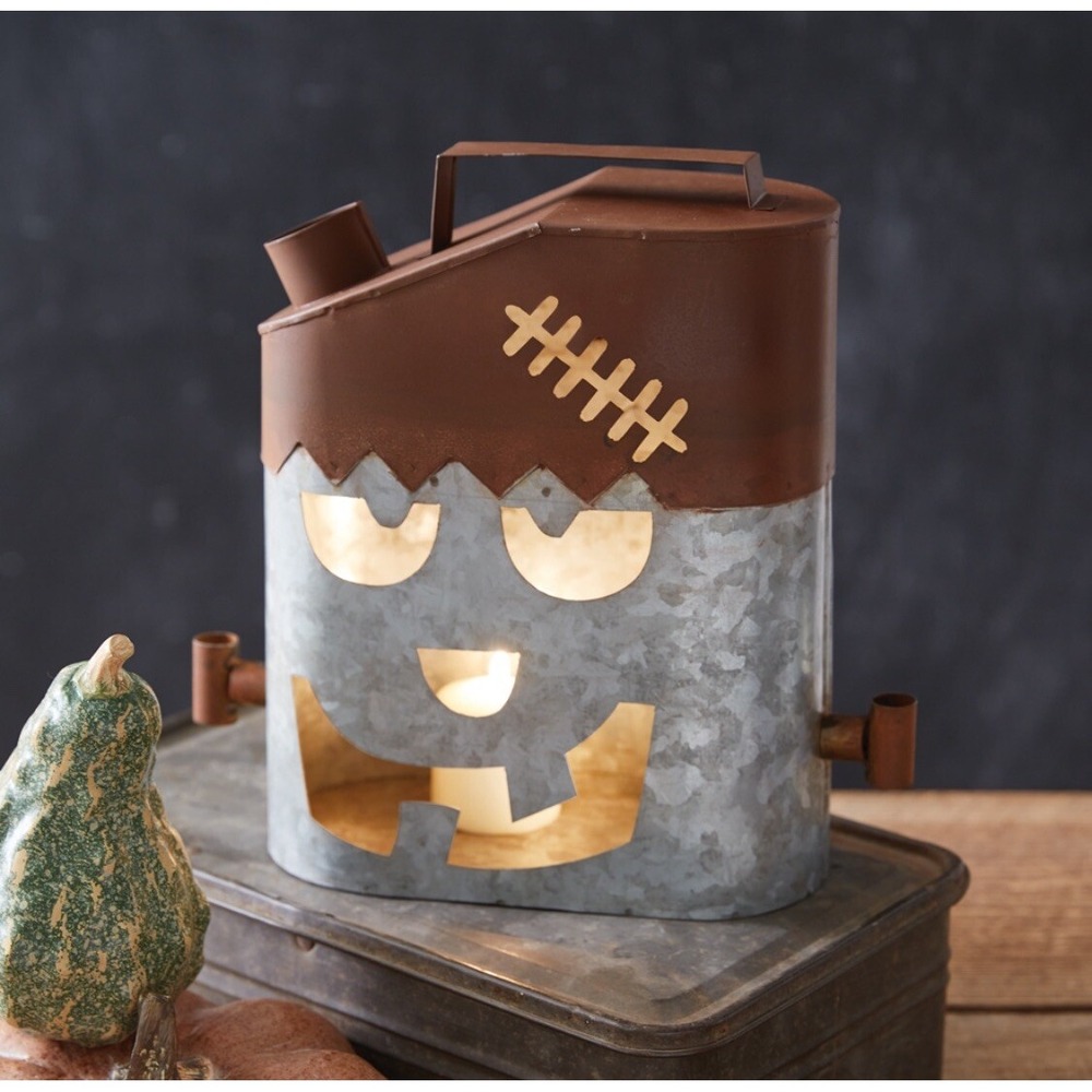 Rustic Metal Frankenstein Gas Can Luminary Halloween Decoration‎